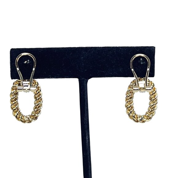 Kenneth Jay Lane Gold Tone And Clear Rhinestone Pierced Earrings (5986) - Picture 8 of 11